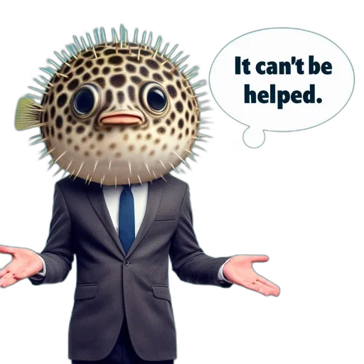 animal, creature, staff, mask, 3d render, concept art, anthropomorphic, blowfish transparent PNG cut-out