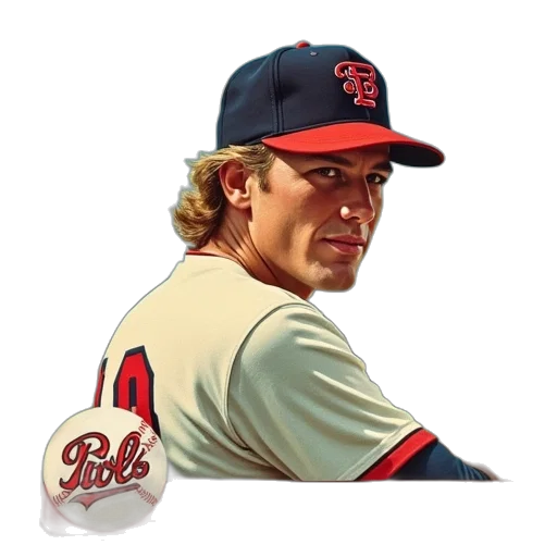 photorealistic, pixel art, cartoon, 1975, topps, baseball, sticker, album transparent PNG cut-out