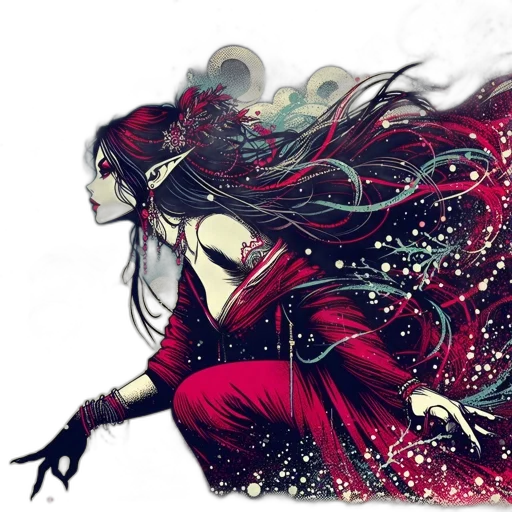 mask, dress, dragon, fantasy art, comic book art, concept art, anime, fire transparent PNG cut-out