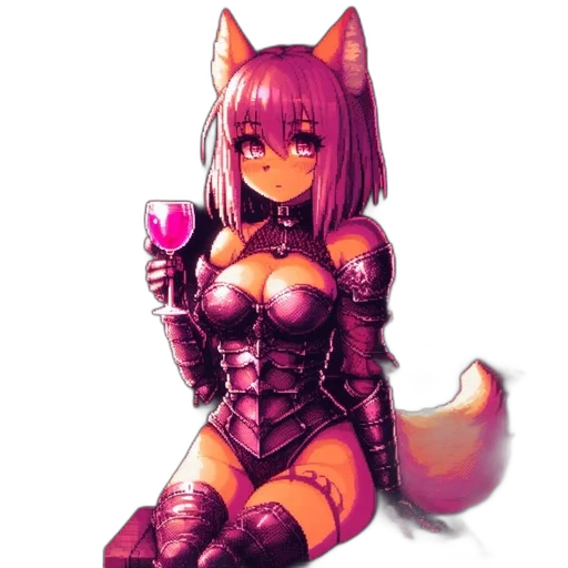 robot, dress, weapon, staff, pixel art, fantasy art, cyberpunk, concept art transparent PNG cut-out