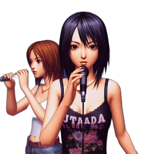 concept art, pixel art, photorealistic, 3d render, two, animated, women, one transparent PNG cut-out