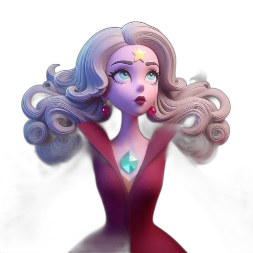 crown, hair, dress, jewelry, fantasy art, concept art, 3d render, cartoon transparent PNG cut-out