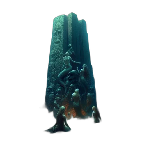 sword, staff, weapon, crown, 3d render, concept art, vaporwave, underwater transparent PNG cut-out