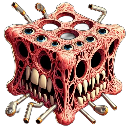 mask, face, creature, jewelry, concept art, 3d render, surreal, cube-shaped transparent PNG cut-out