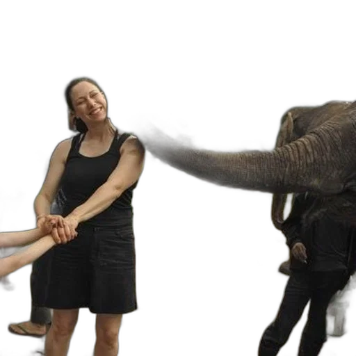 staff, animal, woman, black, tank, top, shorts, stands transparent PNG cut-out