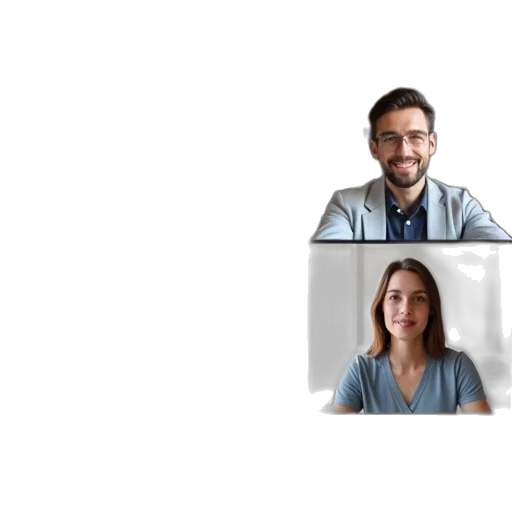 staff, face, 3d render, screen, grab, zoom, meeting, showing transparent PNG cut-out