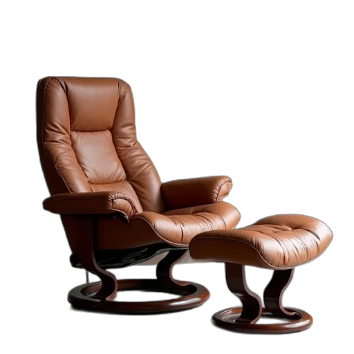 furniture, 3d render, photorealistic, earth tones, stress, recliner, leather, chairs transparent PNG cut-out