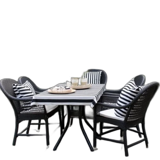 furniture, 3d render, monochrome, black, white, patio, makeover, striped transparent PNG cut-out