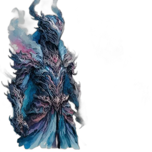 dragon, creature, mask, hair, concept art, fantasy art, watercolor, 3d render transparent PNG cut-out