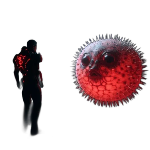 creature, animal, weapon, umbrella, 3d render, concept art, photorealistic, outer space transparent PNG cut-out
