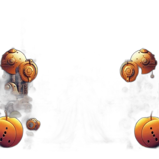 robot, concept art, 3d render, pixel art, fantasy art, outer space, fog, golden transparent PNG cut-out