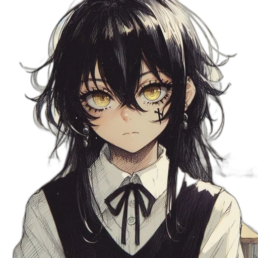 mask, face, hair, staff, anime, watercolor, concept art, cartoon transparent PNG cut-out