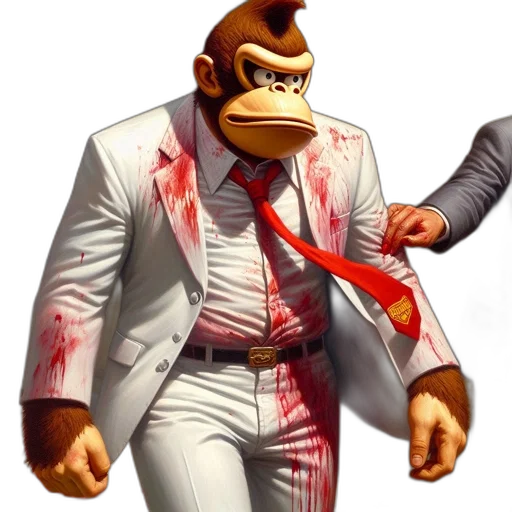 animal, staff, jacket, concept art, 3d render, photorealistic, donkey, kong transparent PNG cut-out