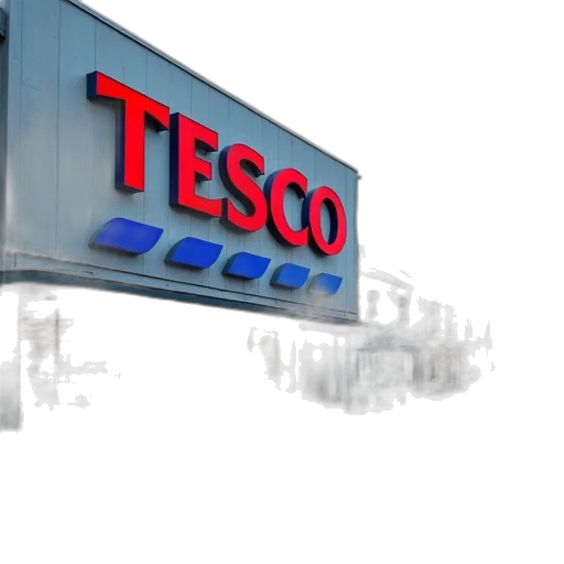 3d render, tesco, supermarket, empty transparent PNG cut-out