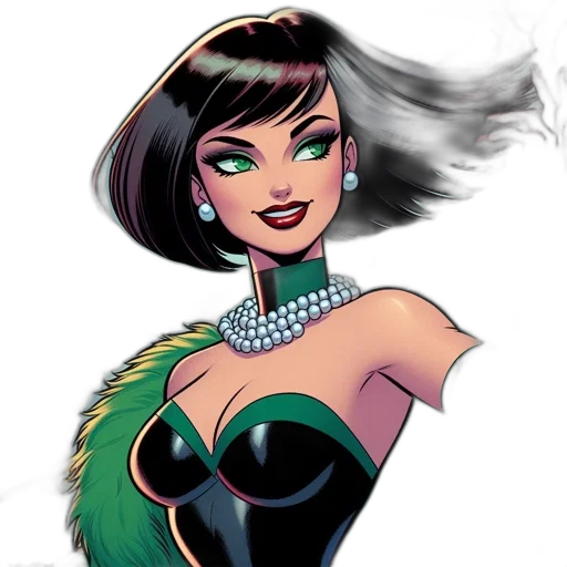comic book art, cartoon, concept art, fantasy art, green, woman, eyes, dark transparent PNG cut-out
