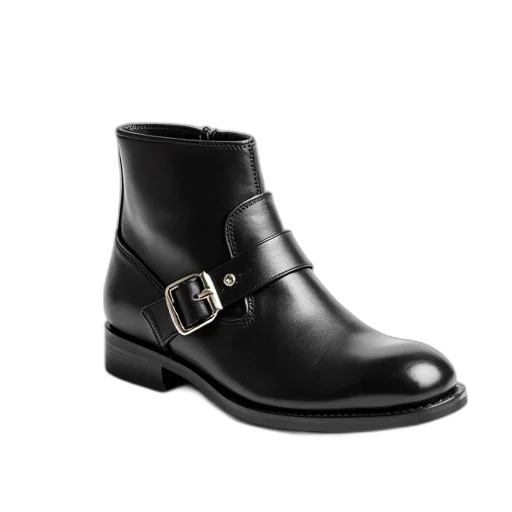 shoes, black, leather, shoe, silver, buckle, small, emblem transparent PNG cut-out