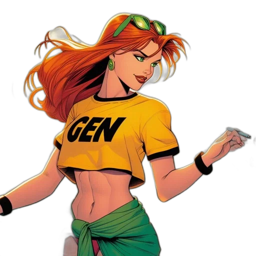 comic book art, concept art, cartoon, neon, green, seaside, backdrop, woman transparent PNG cut-out