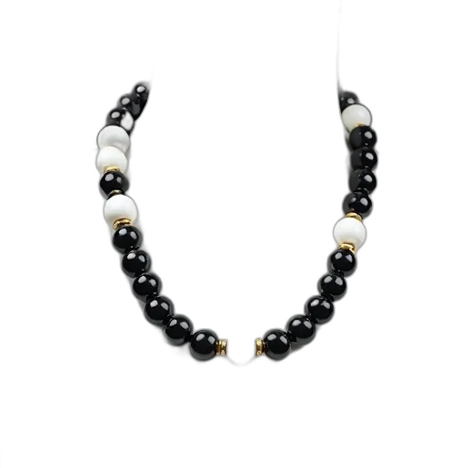 jewelry, close-up, white, mannequin, wearing, black, necklace, beads transparent PNG cut-out
