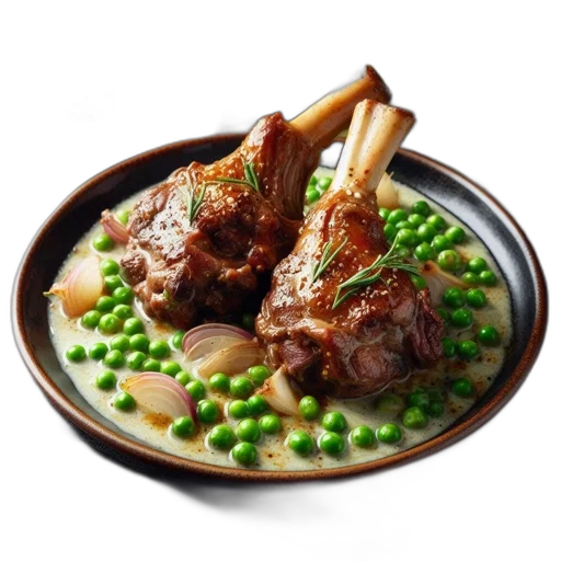 food, animal, photorealistic, 3d render, enticing, plate, braised, meat transparent PNG cut-out