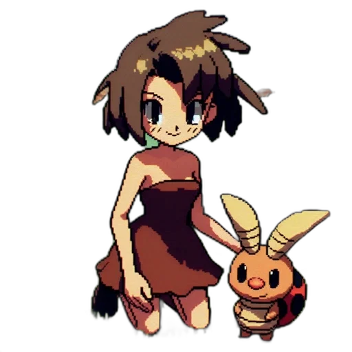 dress, creature, animal, staff, pixel art, concept art, cartoon, anime transparent PNG cut-out