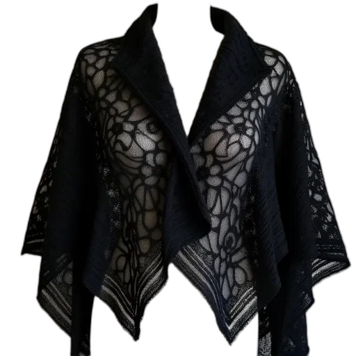 jacket, dress, dark, black, shrug, shawl, made, single transparent PNG cut-out