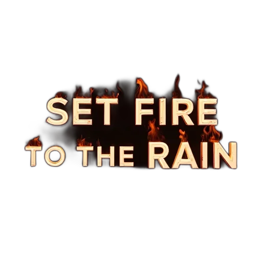 fire, second, image, close-up, text, set, rain, letters transparent PNG cut-out