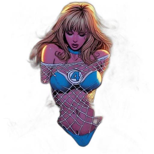 dress, comic book art, concept art, fantasy art, cartoon, neon lights, blue, female transparent PNG cut-out