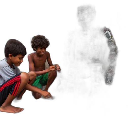 robot, mask, concept art, 3d render, photorealistic, pixel art, fog, rain transparent PNG cut-out
