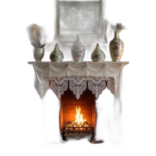 furniture, photorealistic, concept art, 3d render, oil painting, fire, snow, fog transparent PNG cut-out