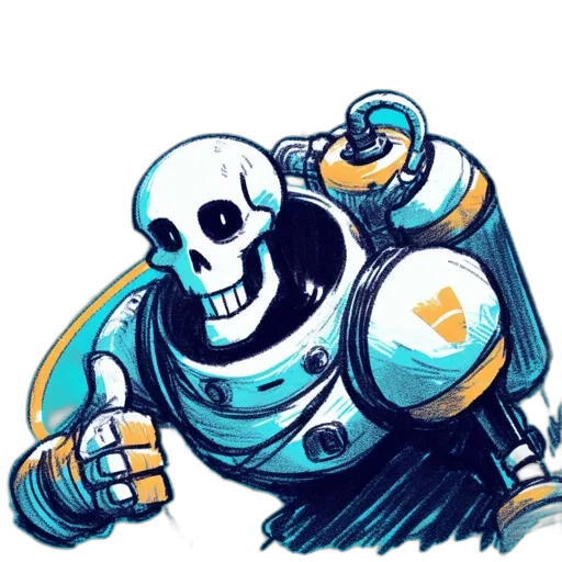 robot, weapon, concept art, pixel art, comic book art, watercolor, blue, monochrome transparent PNG cut-out