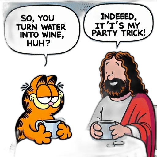 cartoon, comic book art, concept art, underwater, fire, garfield, jesus-like, figure transparent PNG cut-out