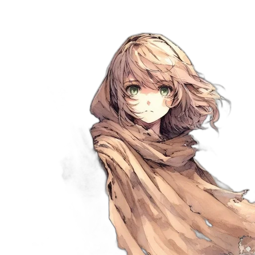 face, mask, dress, staff, watercolor, anime, fantasy art, pixel art transparent PNG cut-out
