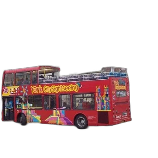car, 3d render, photorealistic, concept art, pixel art, city street, red, double-decker transparent PNG cut-out