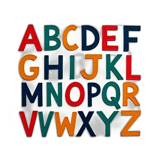3d render, colorful, stylized, alphabet, each, letter, different, color transparent PNG cut-out