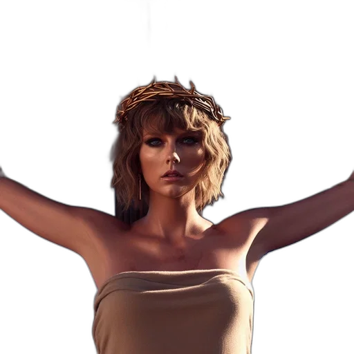 dress, crown, hair, photorealistic, concept art, 3d render, woman, stands transparent PNG cut-out