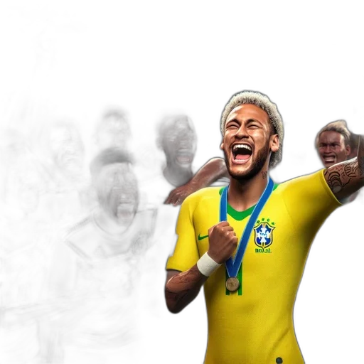 photorealistic, concept art, pixel art, thrilling, soccer, game, triumphant, brazilian transparent PNG cut-out