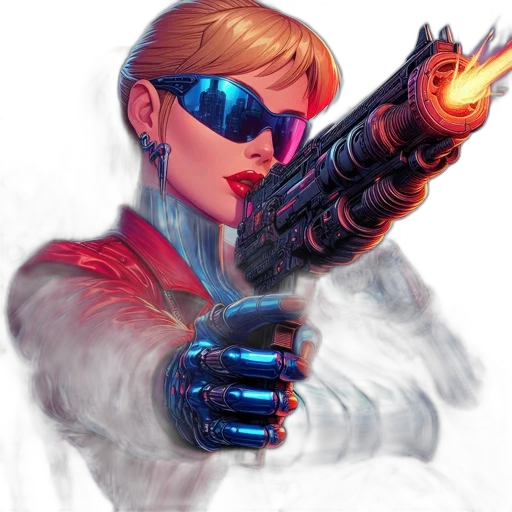 weapon, staff, jacket, concept art, comic book art, cyberpunk, fantasy art, fire transparent PNG cut-out