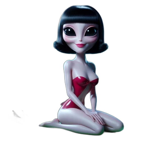 dress, robot, creature, concept art, cartoon, 3d render, comic book art, outer space transparent PNG cut-out