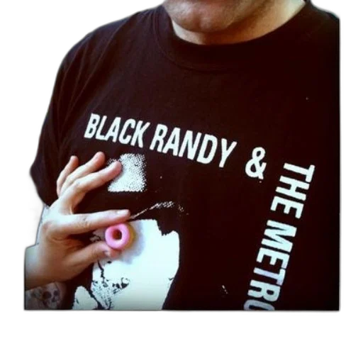 staff, jewelry, person, wearing, black, t-shirt, text, randy transparent PNG cut-out