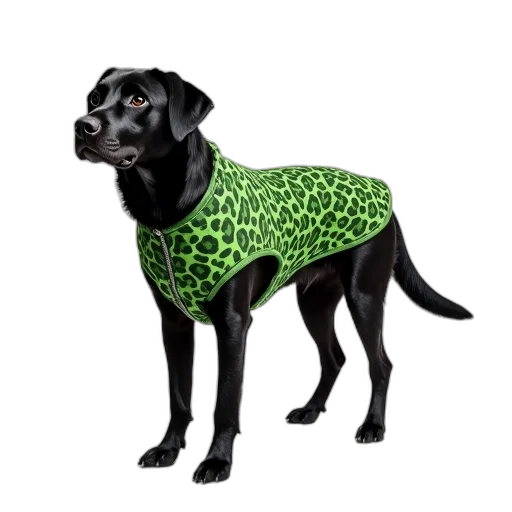 jacket, animal, dress, creature, green, black, labrador, retriever transparent PNG cut-out