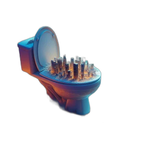 bottle, jewelry, crown, shoes, 3d render, vaporwave, concept art, toilet transparent PNG cut-out