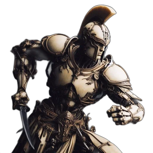 robot, weapon, sword, concept art, 3d render, comic book art, fantasy art, golden transparent PNG cut-out