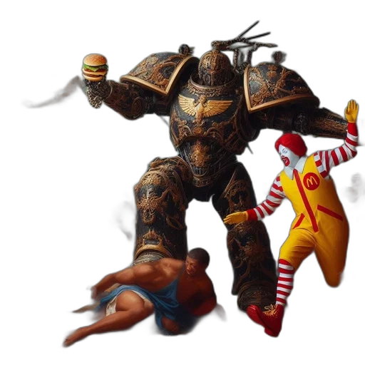 robot, food, weapon, staff, concept art, fantasy art, pixel art, 3d render transparent PNG cut-out
