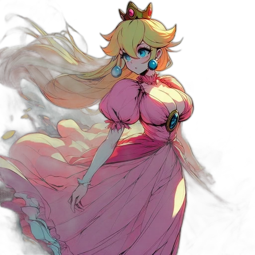 dress, crown, concept art, watercolor, pixel art, anime, fire, pastel transparent PNG cut-out