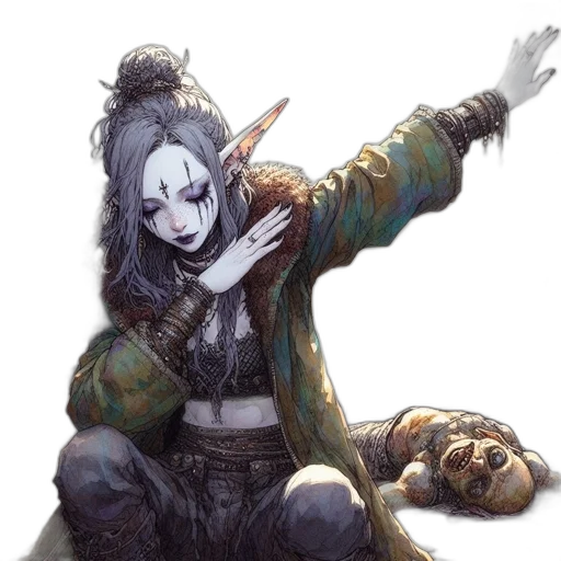 weapon, staff, mask, creature, fantasy art, concept art, watercolor, comic book art transparent PNG cut-out
