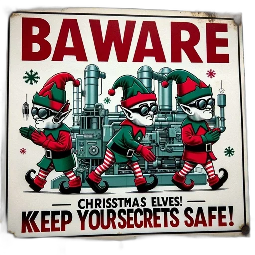 festive, scene, features, christmas, elf, trio, humorously, warned transparent PNG cut-out