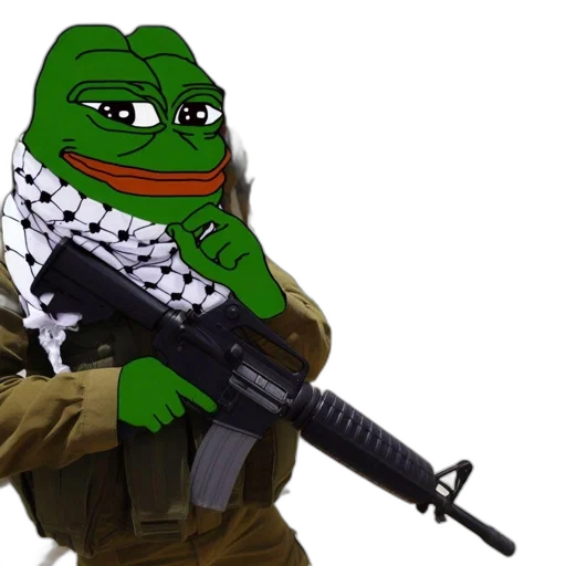 weapon, animal, image, juxtaposes, pepe, frog, meme, photo transparent PNG cut-out