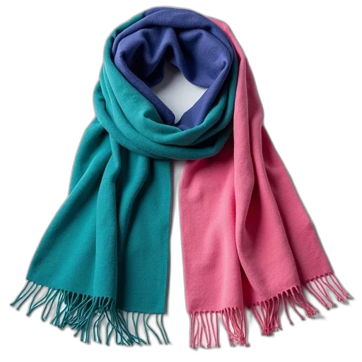 pastel, colorful, blue, multi, color, scarf, fringes, green transparent PNG cut-out