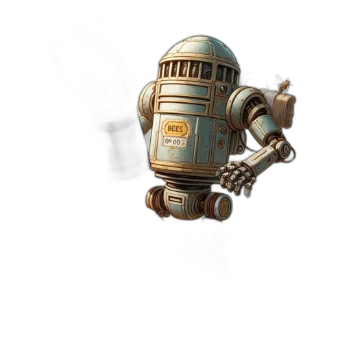 robot, staff, weapon, animal, 3d render, concept art, pixel art, photorealistic transparent PNG cut-out