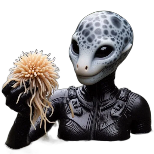 creature, animal, hair, mask, concept art, 3d render, outer space, elongated transparent PNG cut-out
